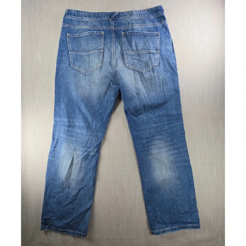 Rutherford Distressed Jeans Men 38 Blue Paisley Bandana Patch Streetwear Denim